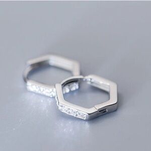 925 sterling silver Hexagon hoops